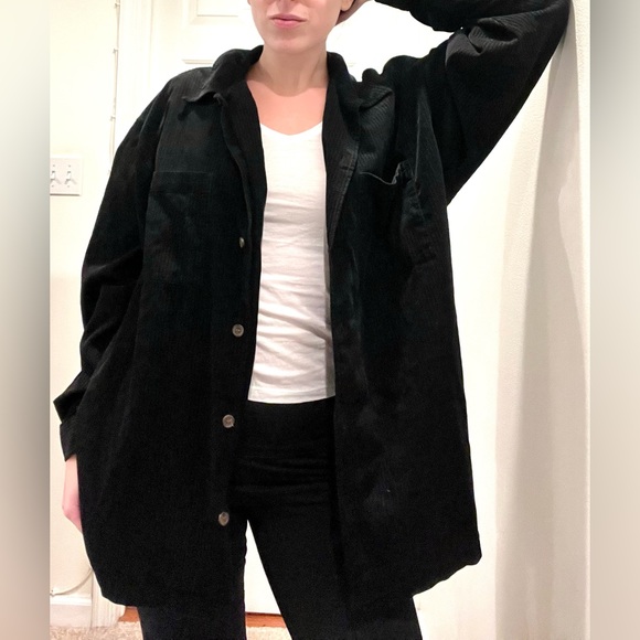 Black Micro-cord Button Down Shirt - Picture 6 of 7